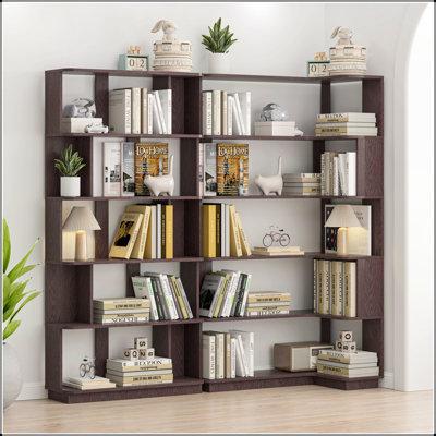 Bibliothèque d'angle peu encombrante et extensible, ensemble de 2, idéale pour les solutions de rangement polyvalentes pour la maison et le bureau