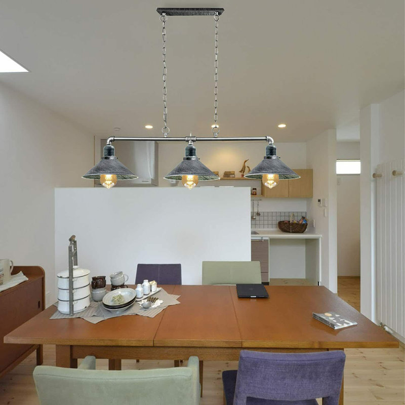 Wiesner 3 - Light Kitchen Island Pendant, Brushed Silver