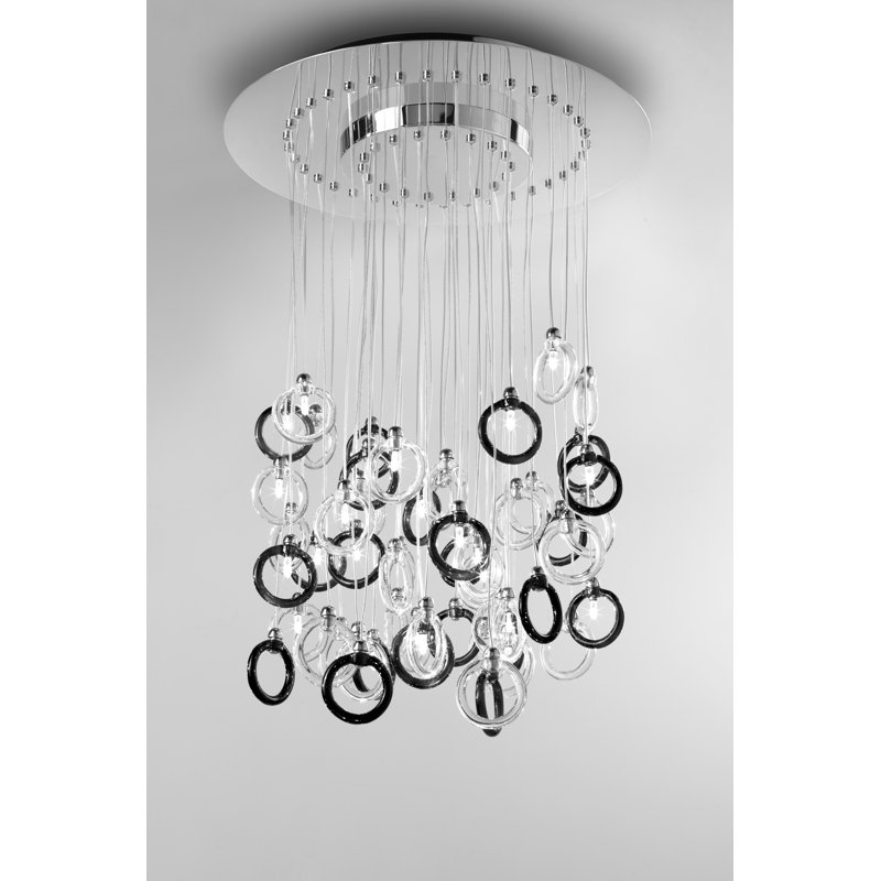 27 - Light LED Chandelier, Crystal and black
