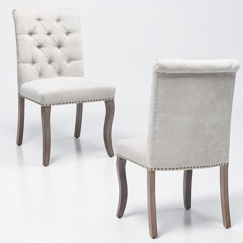 Chaises de salle à manger rembourrées Aalbert, Gris clair