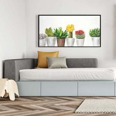 Small cactus and succulents | Exotic Green framed canvas