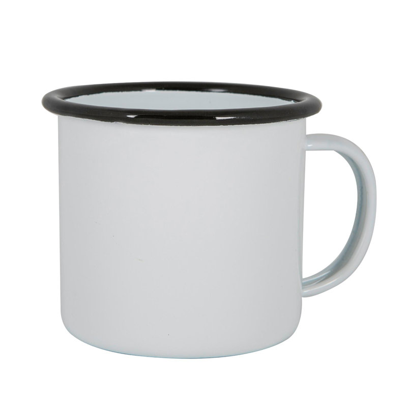 Enamelware Camping Mug, White/Black, 12
