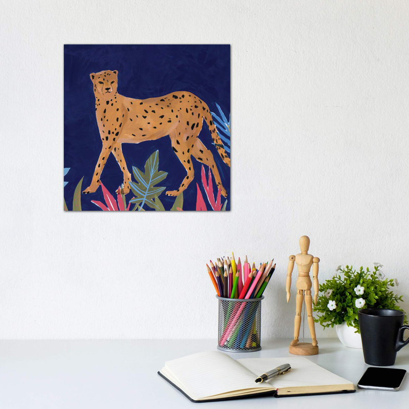 «Cheetah I» par Isabelle Z - reproduction d'art, Toile tendue, H 12 po x l 12 po x P 0,75 po, Pas de tapis