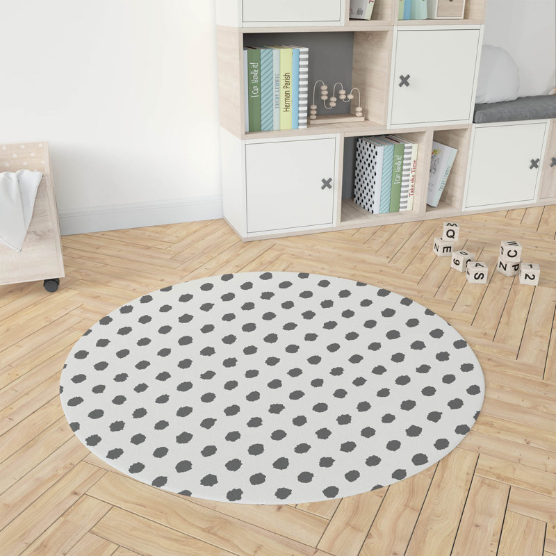 Tapis de jeu pour enfants Grunge Dot, Ivoire/gris anthracite