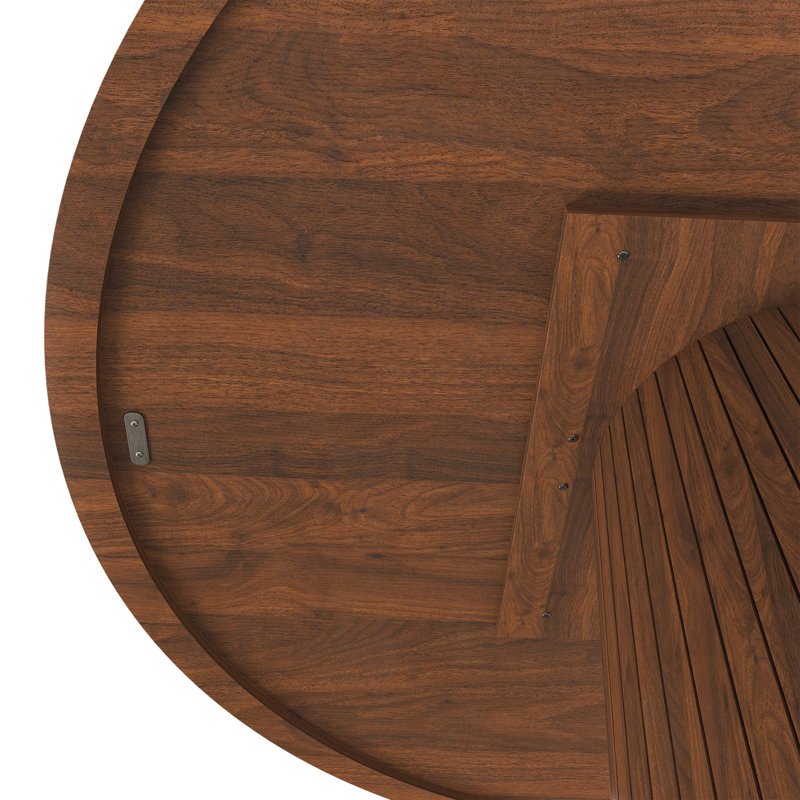 Table de salle à manger de 47 po en MDF pour 4 personnes, table de ferme moderne avec base en bois, table circulaire au fini noyer pour la cuisine et le salon