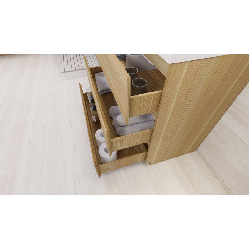 Ensemble de meuble-lavabo simple 36 po Dennes, Chêne blanc