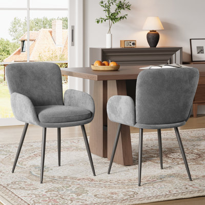 Upholstered Chenille Dining Chairs With Metal Legs (Set of 2)