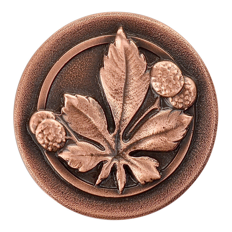 Horse Chestnut 1.5" Diameter Mushroom Knob, Antique Copper