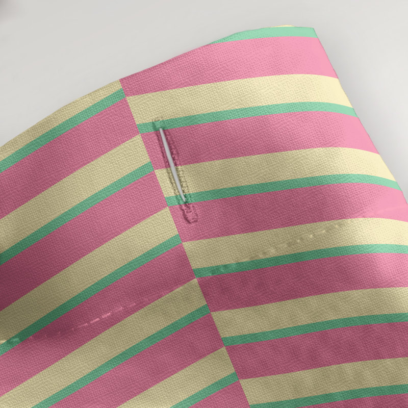 Rideau de douche simple à rayures rompues, Pink/Green/Yellow