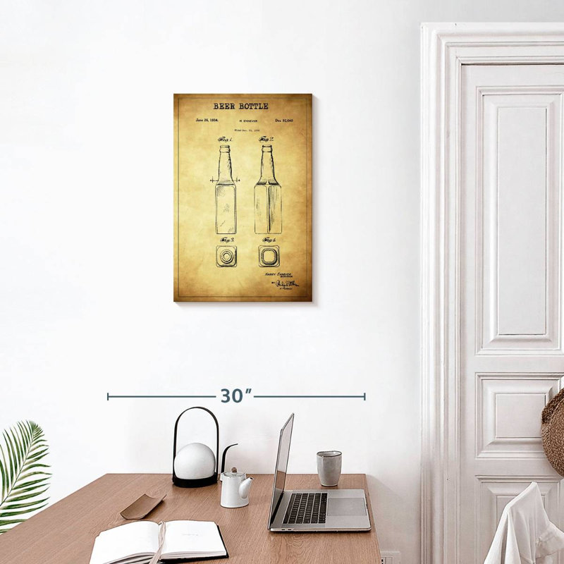 Beer Bottle Patent, 24" H x 16" W