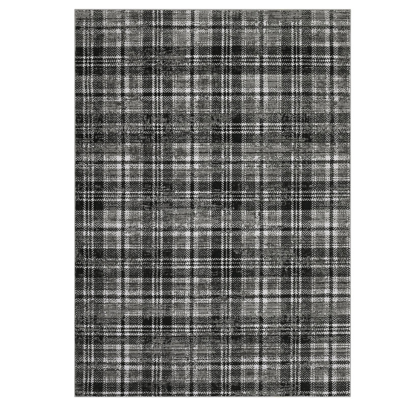 Washable Area Rugs for Bedroom Modern Area Rug for Living Room Contemporary Plaid Non Slip Large Rug Low Pile Stain Resistant Carpet for Playroom Classroom