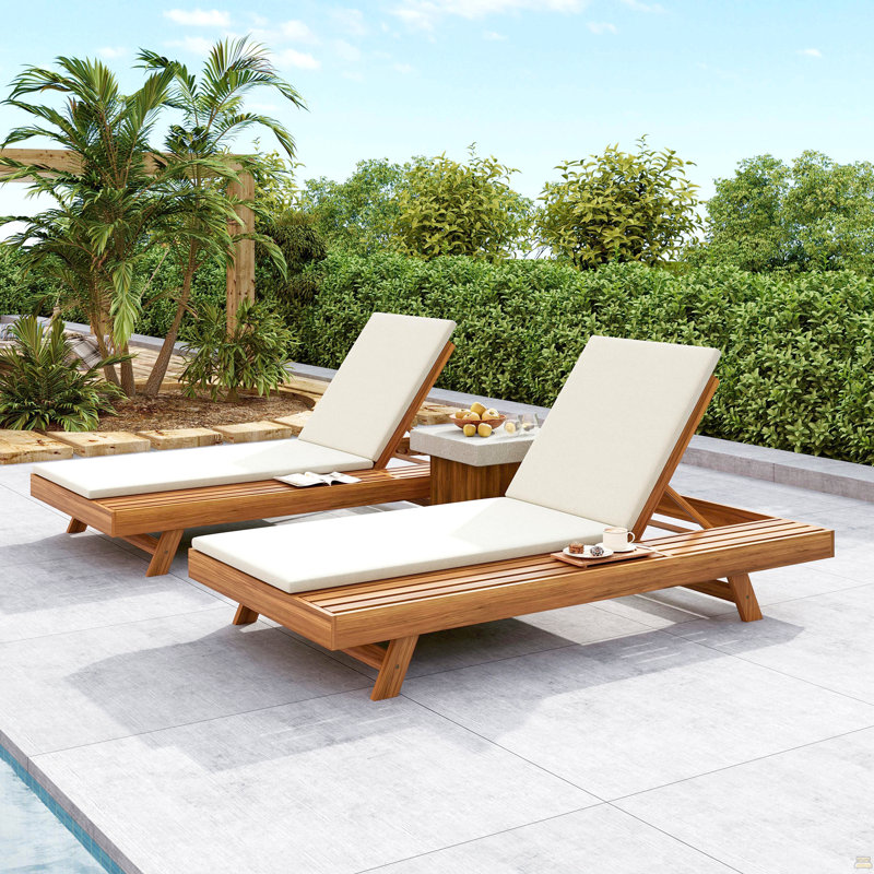 Ensemble de chaises longues, Crème