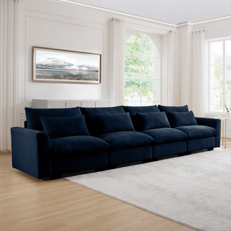 Reposa 122'' Rolled Arms Sofa, Navy