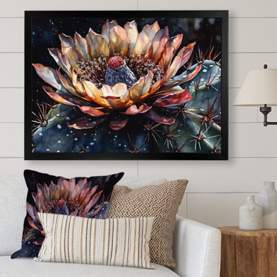 Rowin Brown Green Cactus Flower II sur impression sur toile