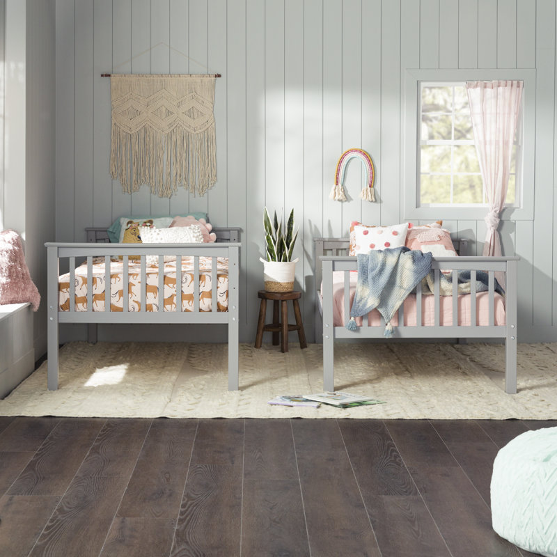 Brinna Kids Twin Over Twin Bunk Bed, Gray