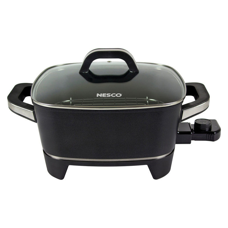 Nesco Black 12-Inch Electric Skillet with Glass Lid