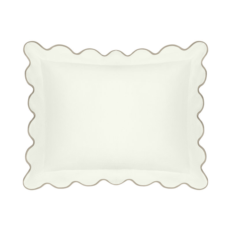 Honeycomb Solid Color 100% Cotton Pillow Sham, King, Ivory/Candlelight