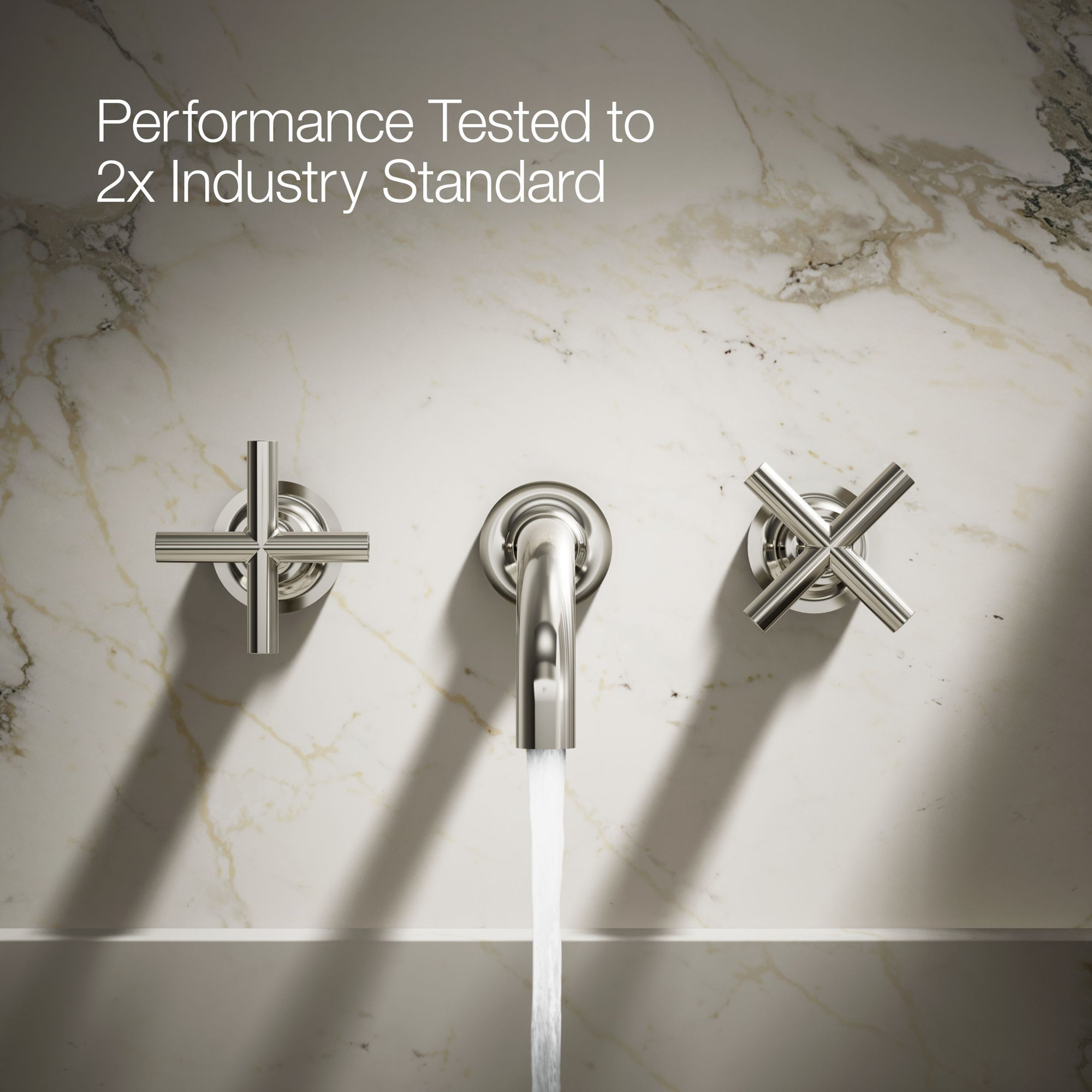 Purist Wall Mounted Bathroom Faucet, Vibrant Polished Nickel, Cross Handle