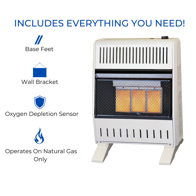 ProCom Heating Ventless Infrared Plaque Heater With Base Feet, T-Stat Control, 18000 BTU, Natural Gas