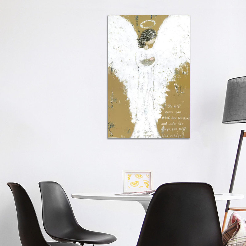Ange tenant un enfant par Ashley Bradley - peinture sur toile tendue, H 40 po x l 26 po x P 1,5 po