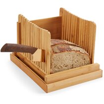 Bambusi Bread Slicer Cutting Guide with Knife - Organic Bamboo Bread C