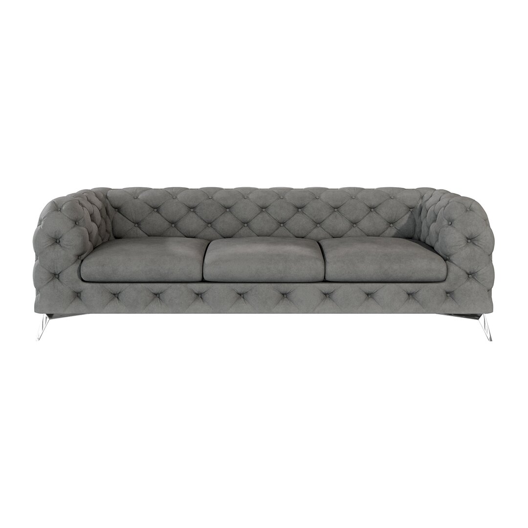 Chesterfield Sofa 3-Sitzer Bixby mit Silber Metall Füßen