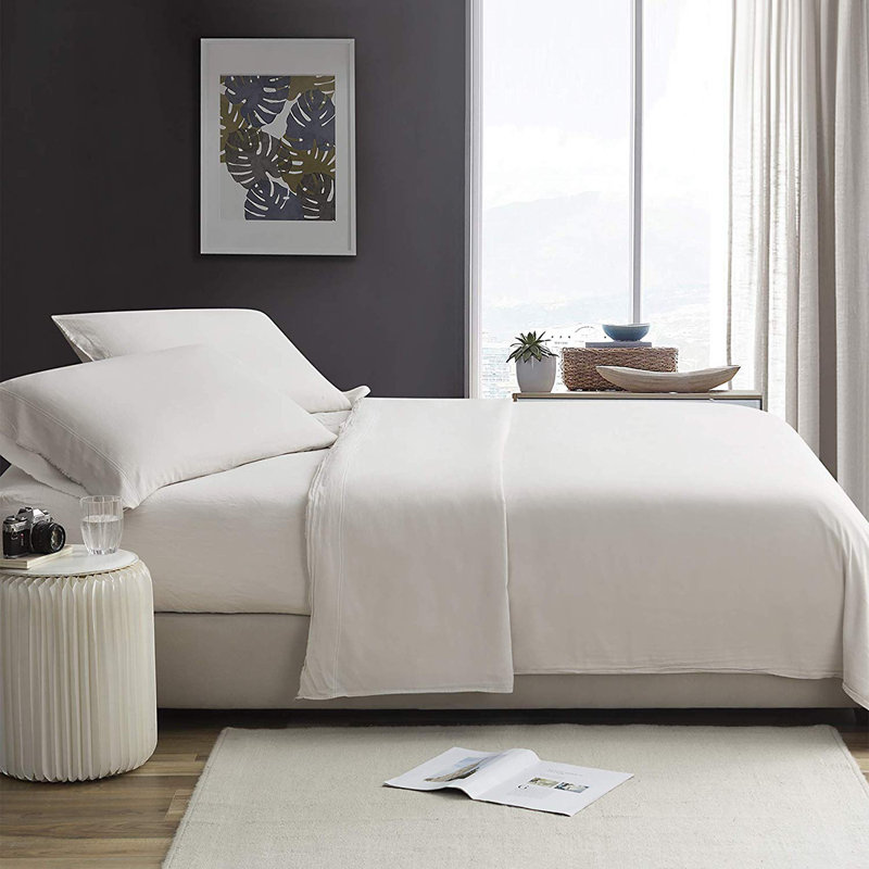 Ensemble de draps en satin de coton 300 fils fabriqué au Portugal, Double
