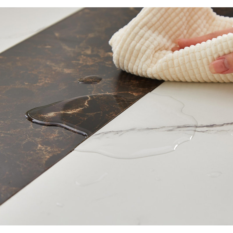 Grande table de salle à manger 70,9 po rectangulaire, grand bureau imperméable en grain de marbre pour 8 personnes, table de salle à manger familiale de luxe avec pieds réglables pour la cuisine, le salon, le bureau, blanc, l 70,9 po x P 35,4 po x H 3
