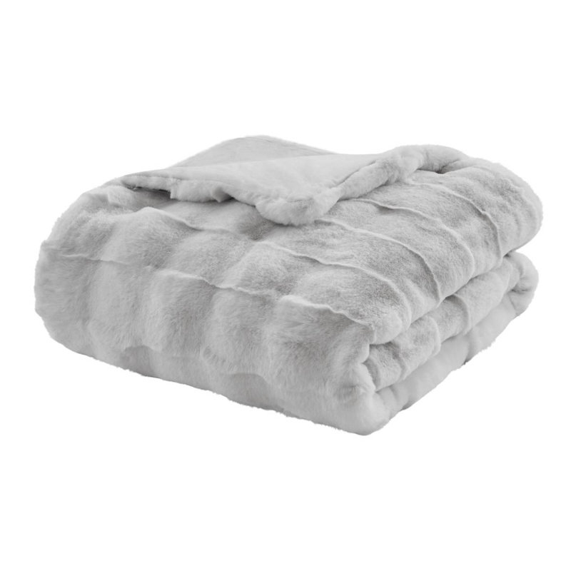 1 PC 50X60" Vivienne Faux Fur Throw, Gris clair