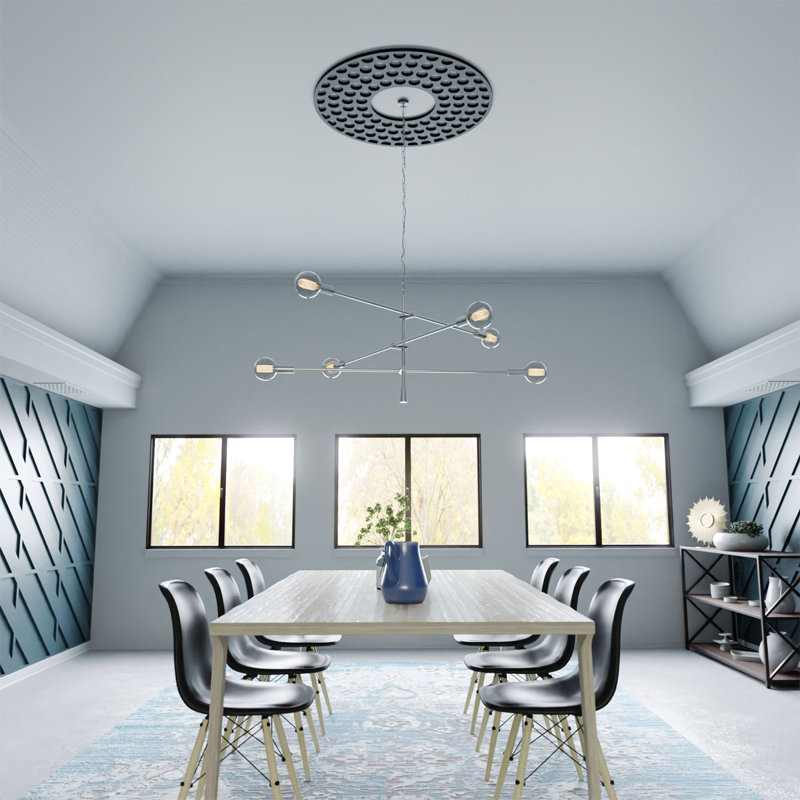 Médaillon de plafond en PVC de qualité architecturale Fink, H 36 po x l 36 po x P 1 po, Noir