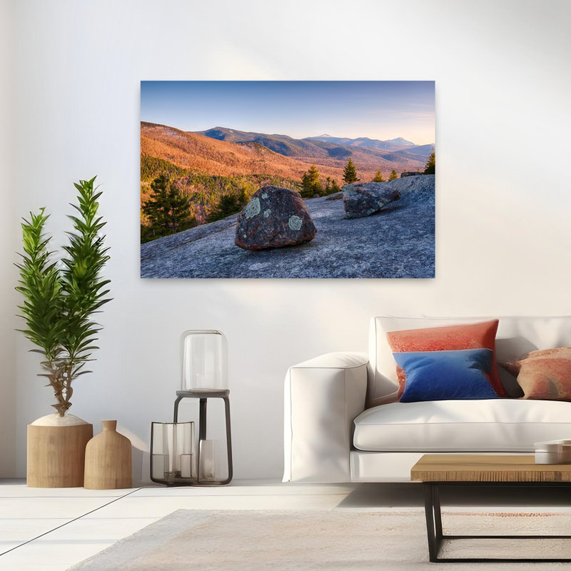 Paysage, roches équilibrées sur la montagne Pitchoff, montagnes Adirondack, État de New York, États-Unis, art mural abstrait contemporain