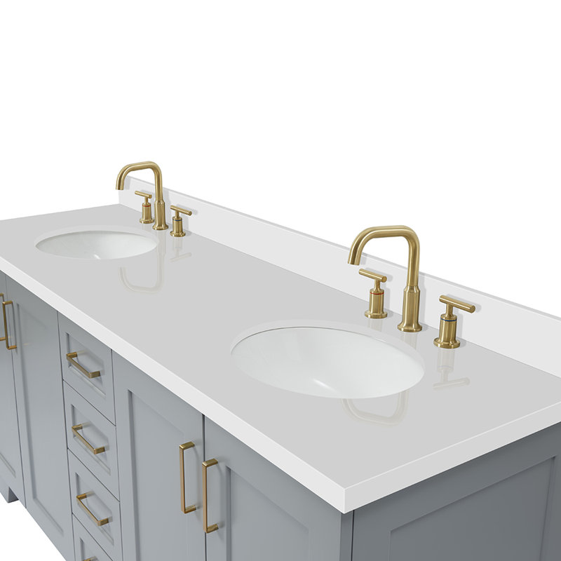73 IN.  Single Bathroom Vanity, Carrara Marble, Oval , Gray