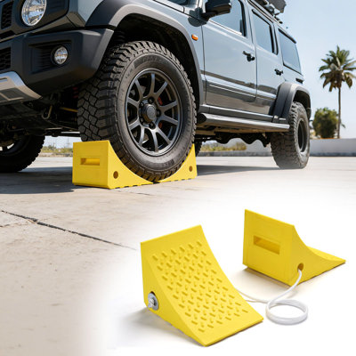 Yescom Heavy Duty Wheel Chocks 2 Pack Fit Wheel under 35" Tires for RV Trailer Camper Truck Car Boat Yellow