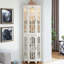 Armoire de coin avec éclairage et 4 tablettes réglables en verre trempé blanc-462437818