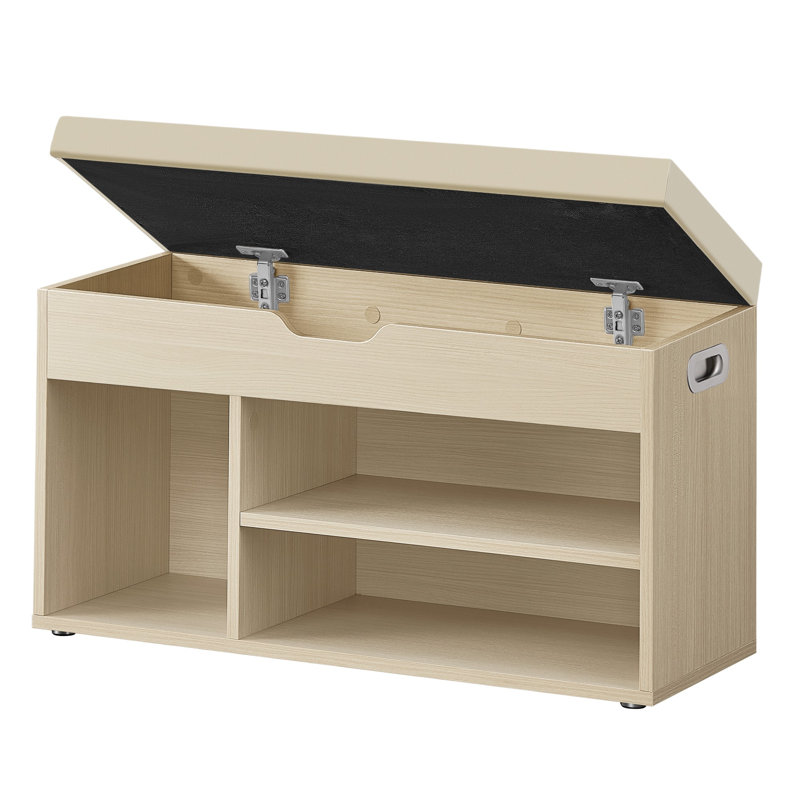 Banc de rangement pour 8 paires de chaussures, Beige naturel, 17.3" H x 31.5" W x 11.8" D