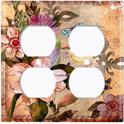 Bouquet de fleurs carte postale 2 interrupteurs à bascule murale