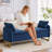 66"W Upholstered Teddy Modern Bedroom Storage Bench End of Bed with Gold Legs,Arm Pocket and 2 Pillows-1637851984-1632107627