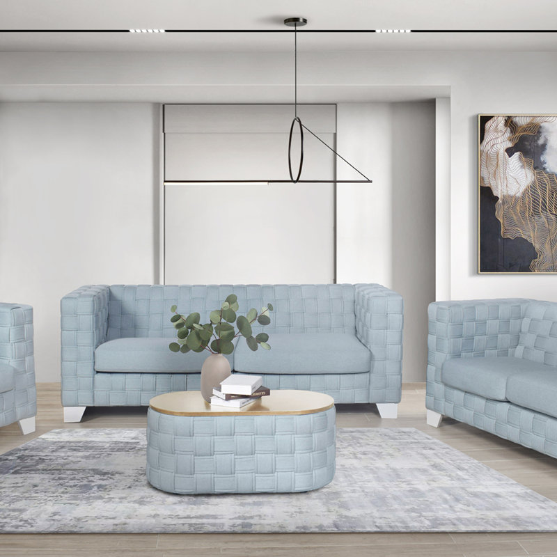 Light Teal Chenille Coffee Table