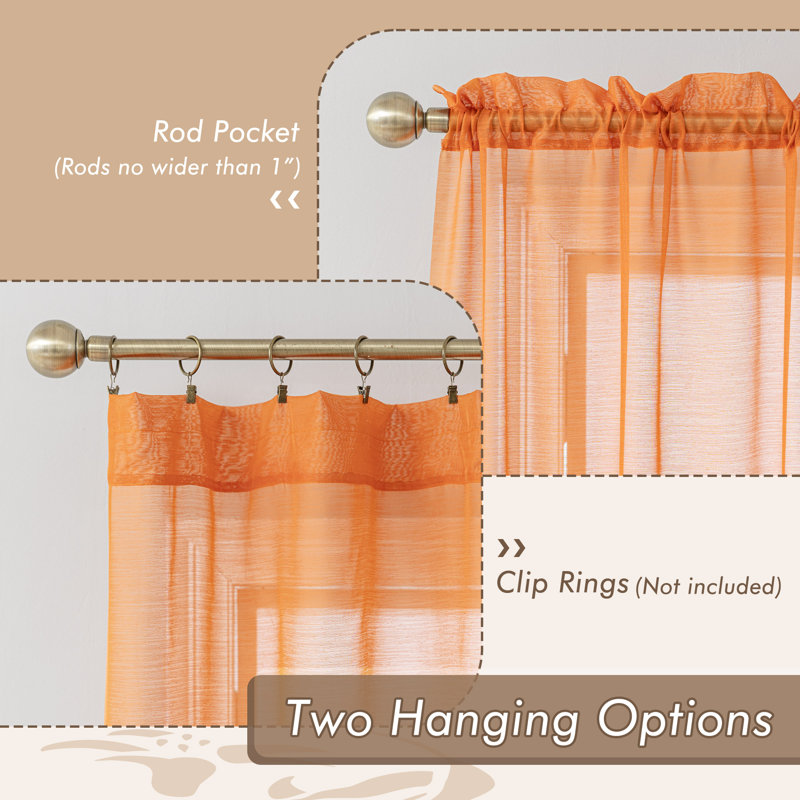 Voilage avec passe-tringle Voile, Orange, L 42 po x L 96 po