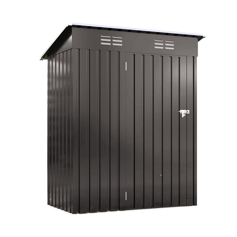 5x3 Ft, Gray Metal Storage Shed, Patio, Garden, High - Strength Metal, Rust, Easy To Assemble, Two People Outdoor Storage, Balcony, Courtyard, Galvanized Steel, Multi Scenario Use, Simple Installation