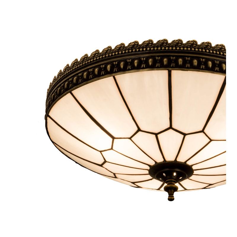 Vincent 3 - Light Flush Mount, 6.5" H x 15" W x 15" D, Craftsman Brown Highlighted, White Art