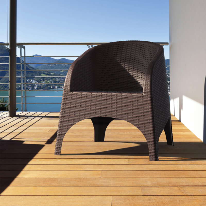 Chaise longue d'extérieur en osier Tomosuke, Brun