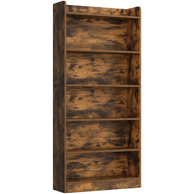 Bibliothèque 63 "H 63" x l 24 "moderne simple à 6 niveaux avec compartiment supérieur ouvert