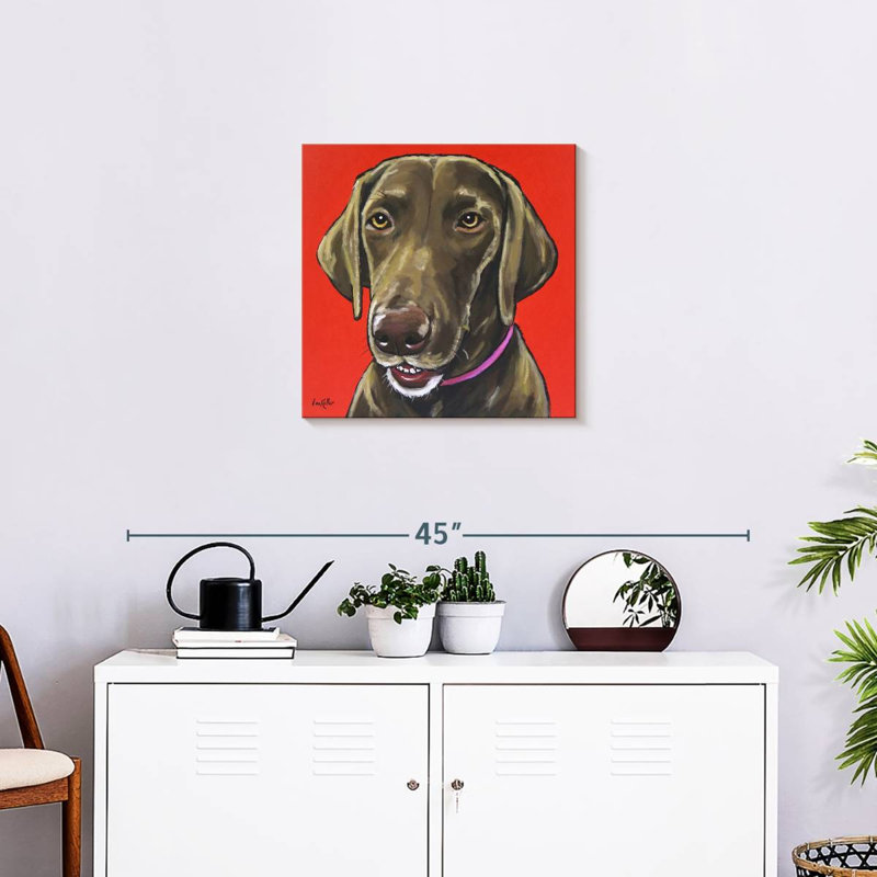 Brampt Chocolate Lab On Orange, 20" H x 20" W