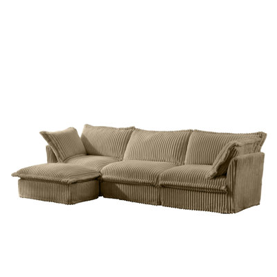 Canapé modulaire en L avec repose-pieds convertible en L Corduroy