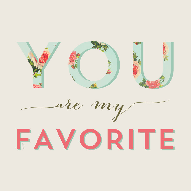 «Floral You Are My Favorite - Floater Frame», art textuel, Non, H 12 po x l 12 po x P 1,25 po, Toile encadrée noire