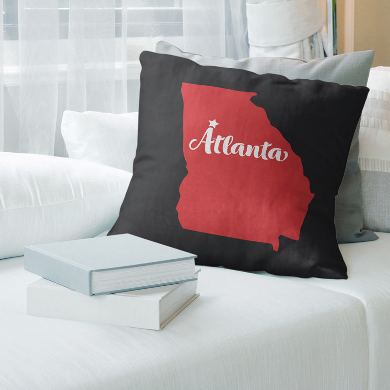 Housse de coussin carré en lin, Atlanta, 26 po x 26 po, Brun / Rouge