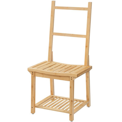 Porte-serviettes autoportant pour salle de bain, porte-couvertures en bambou, présentoir de courtepointe avec tablette de rangement (naturel)