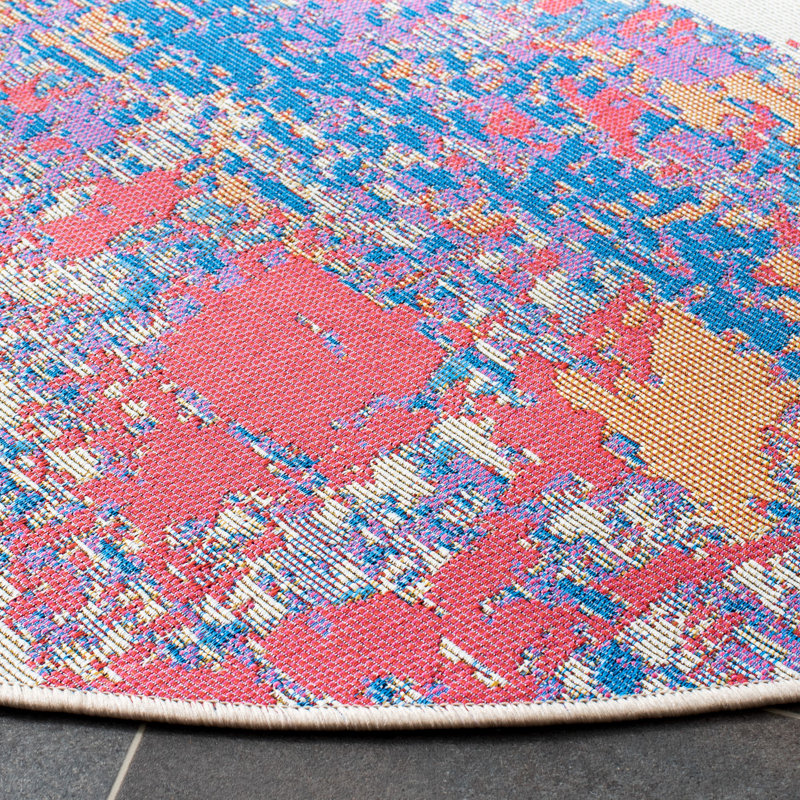 Hutchings Performance Abstract Indoor/Outdoor Area Rug, Round 6'7"