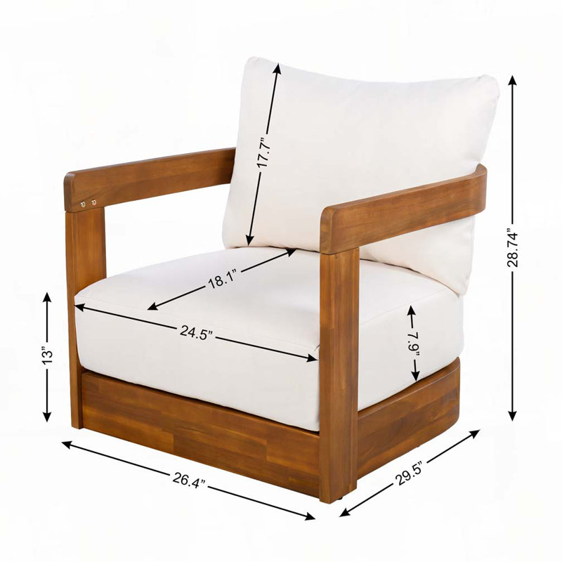 Fauteuil club d'extérieur en bois d'acacia